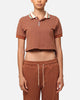 XXIII Women's Cropped Printed Polo Shirt Brown