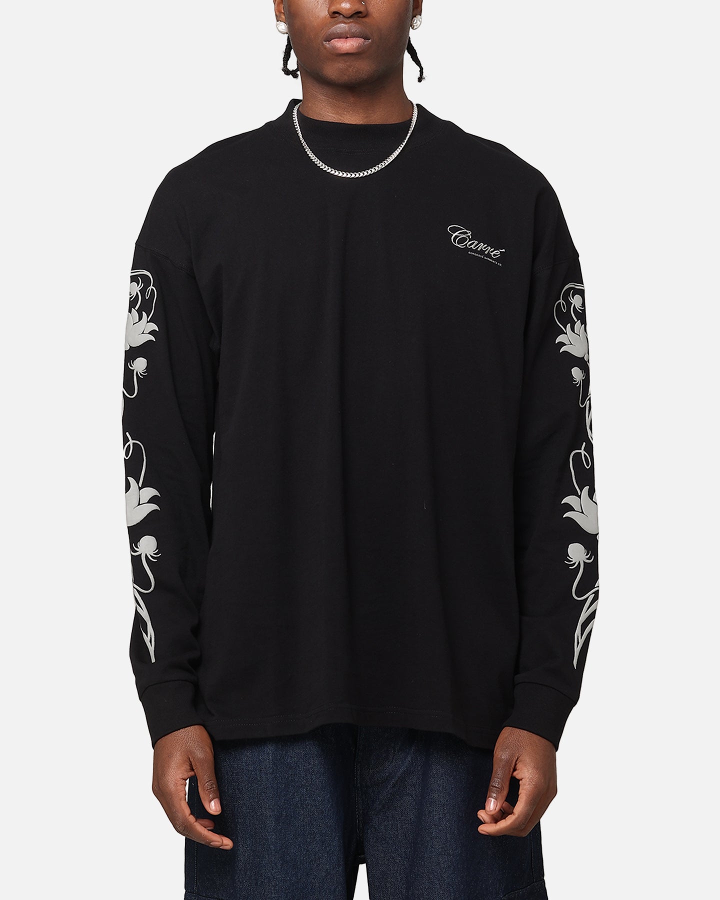 トップス Flower long sleeve shits Black Floracore Carre Floral Oversized Long Sleeve T-Shirt Black | Culture Kings US