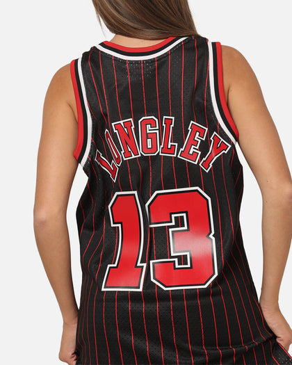 Mitchell & Ness Chicago Bulls Luc Longley 1995 Pinstripe Jersey Black