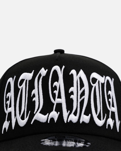 New Era Atlanta Braves 'Oversized Gothic Script Crown' 9FORTY A-Frame Snapback Black/White