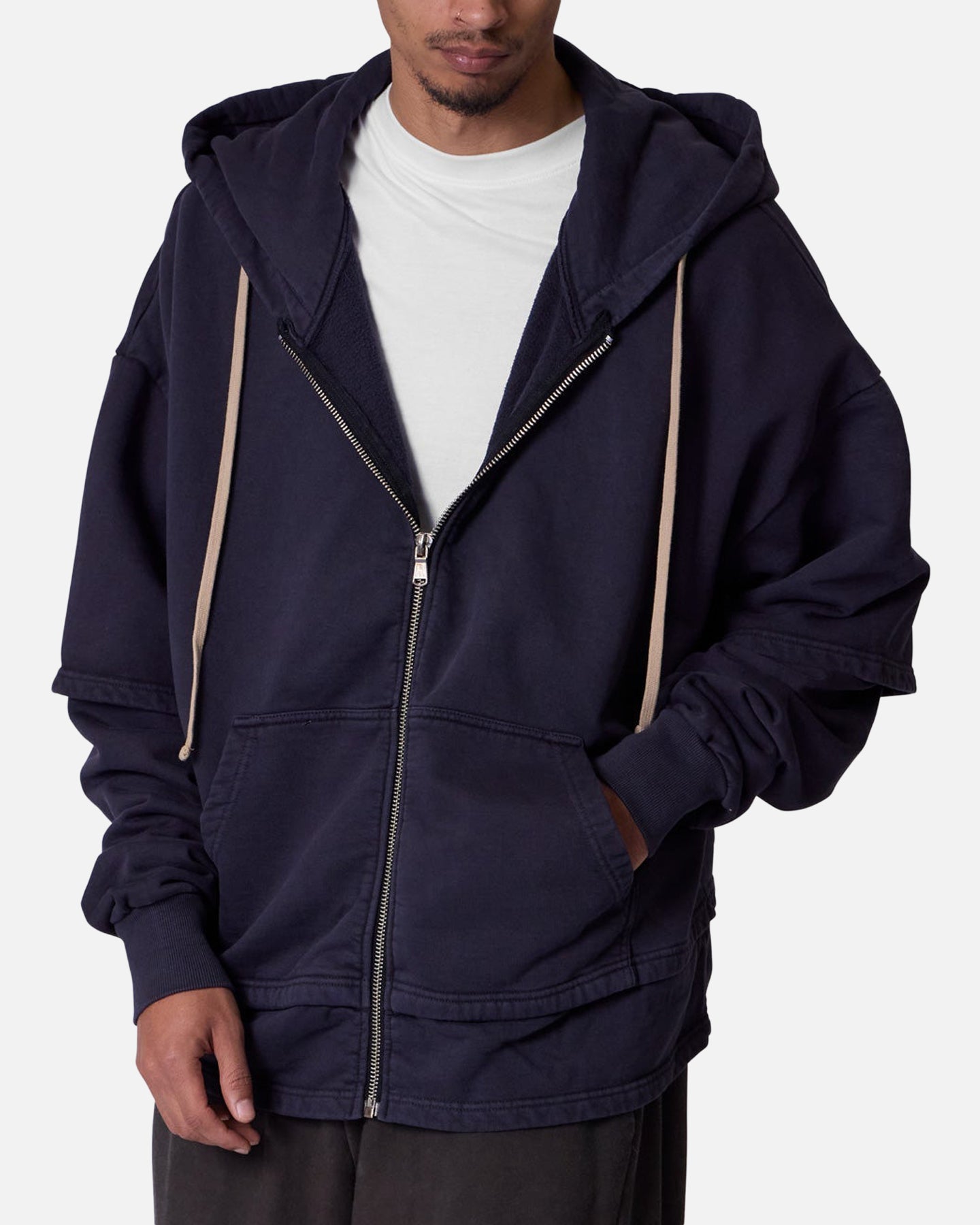 MNML Double Layer Zipper Sweater Washed Black | Culture Kings US
