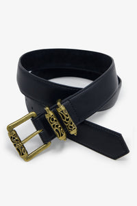 MNML Engraved Roll Buckle Belt Black
