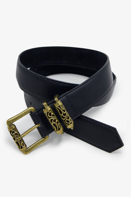 MNML Engraved Roll Buckle Belt Black
