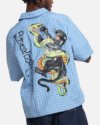 Ed Hardy Panther Button-Up Shirt Blue