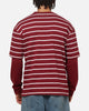 Carre Club Stripe Long Sleeve T-Shirt Burgundy Stripe