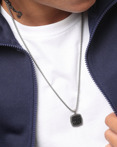 Guess Mainline Back To Black Octagon Necklace Black