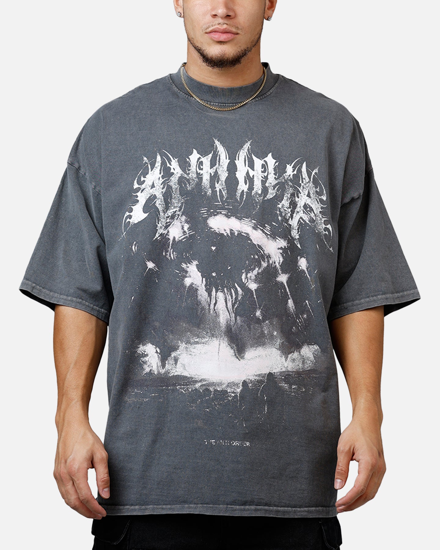 The Anti Order Alien Mock Neck T-Shirt Washed Charcoal | Culture