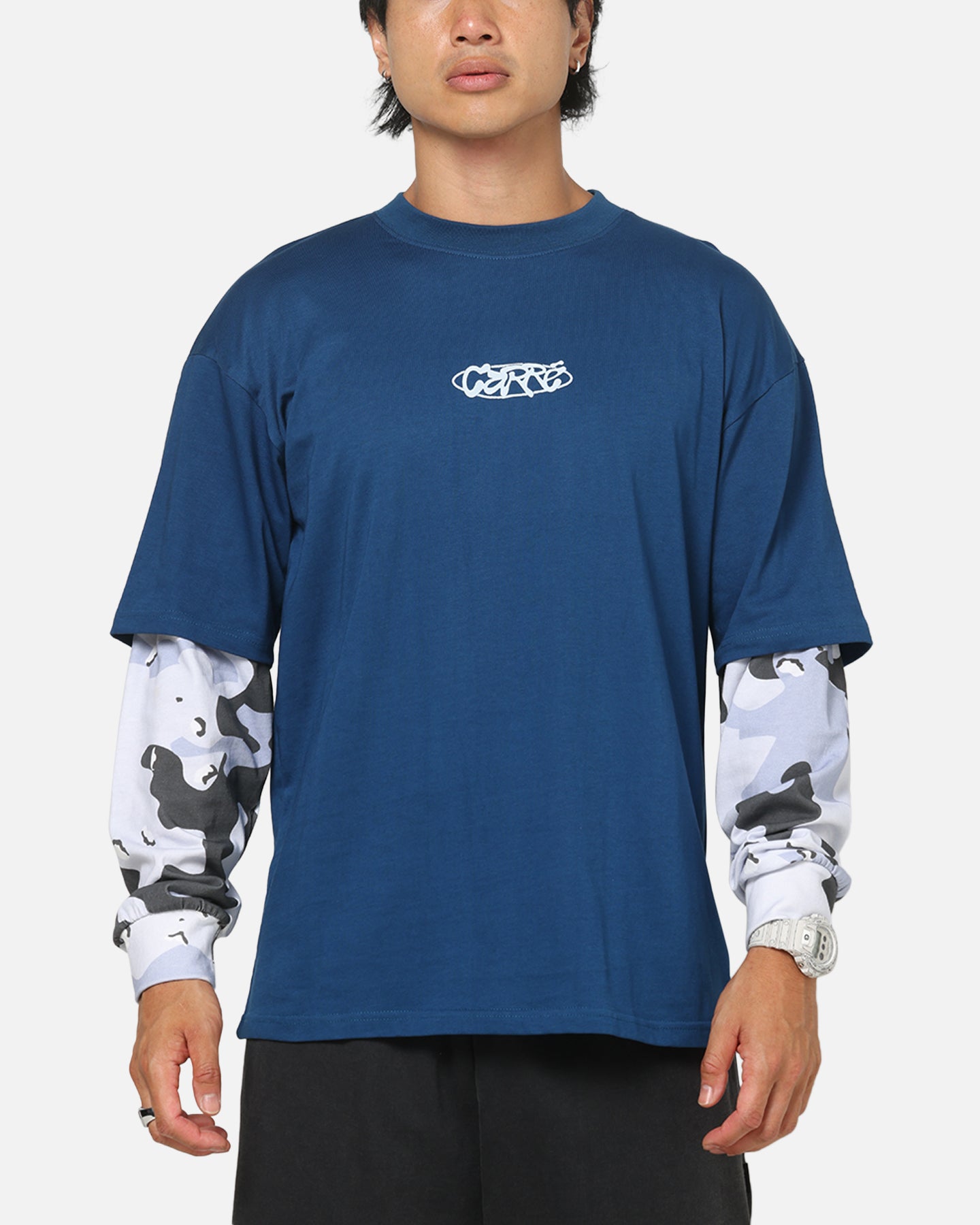 Carre Static Layered Long Sleeve T-Shirt Blue | Culture Kings US