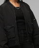 Loiter Hybrid Cropped Bomber Jacket Black
