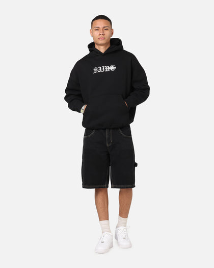 Saint Morta Gothic Stack Boxy Hoodie Black