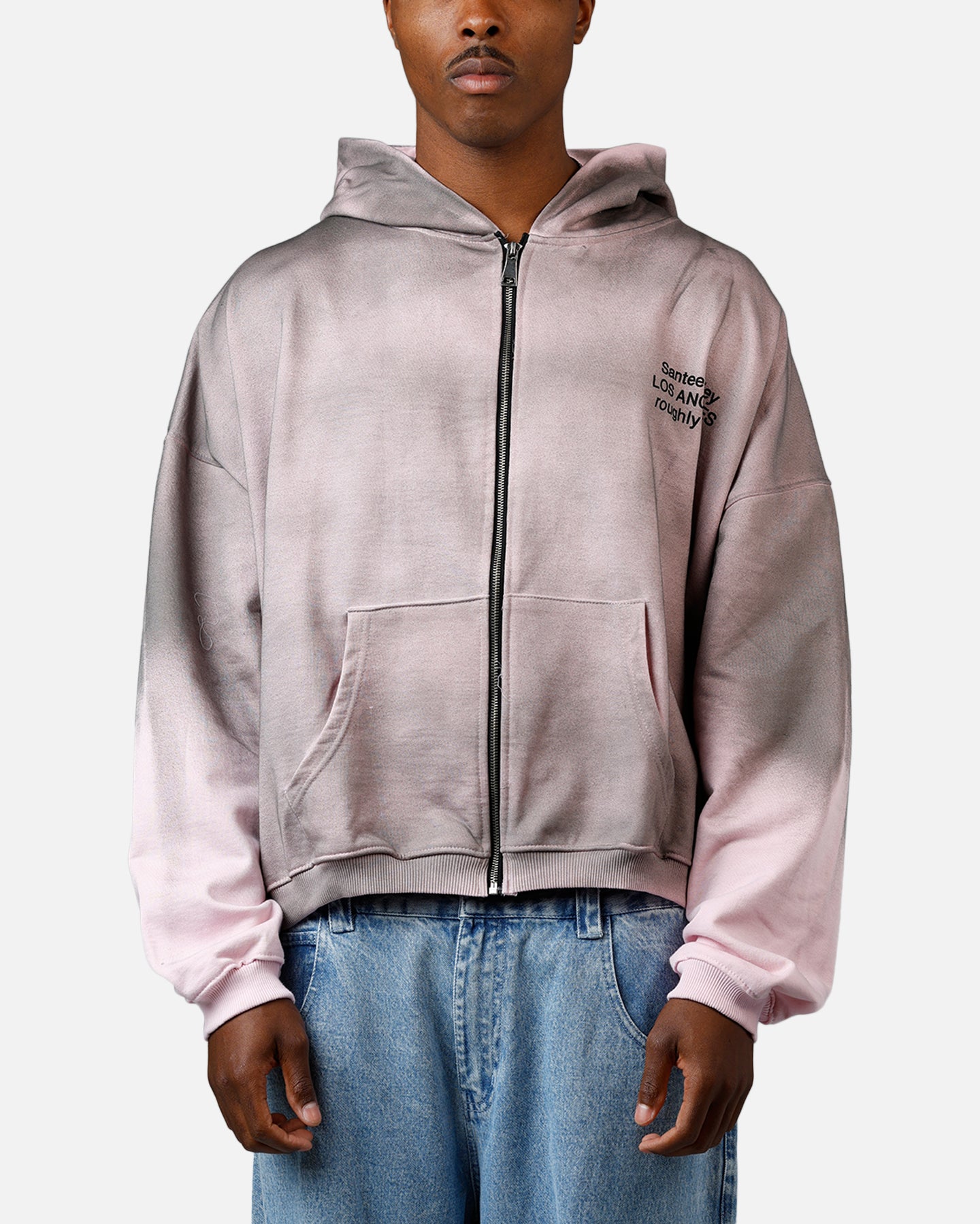 MNML Santee Alley Zip Up Hoodie Pink | Culture Kings US