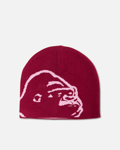 X-Large Gorilla Skull Beanie Plum
