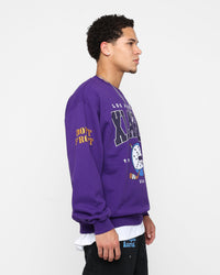 X-Large Hockey Crewneck Sweatshirt Purple