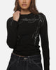 Ed Hardy Women's Cyber Rhinestone Long Sleeve T-Shirt Black