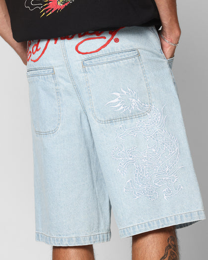 Ed Hardy Dragon Jorts Light Blue