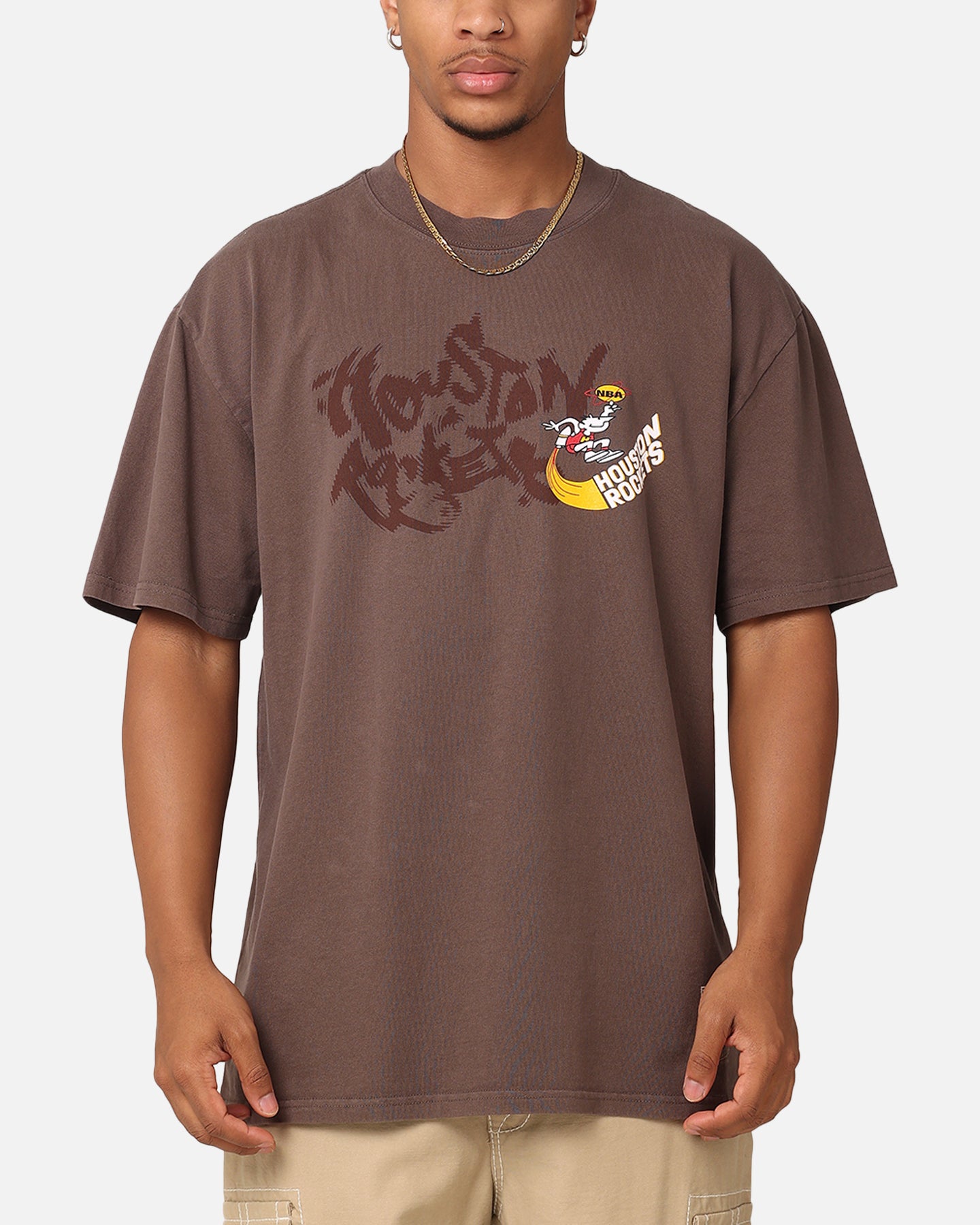 Mitchell & Ness Houston Rockets AG T-Shirt Brown | Culture Kings US