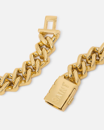 Saint Morta 18" 14mm Iced Interlink Chain Iced Gold