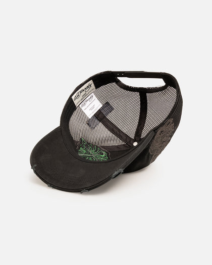 Ed Hardy Euro Distressed Trucker Snapback Black