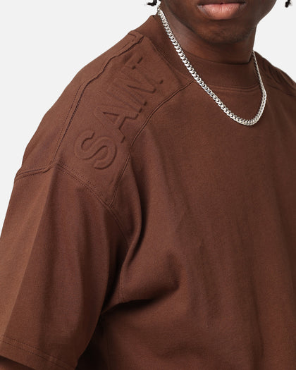 Saint Morta Emboss Boxy T-Shirt Dark Brown
