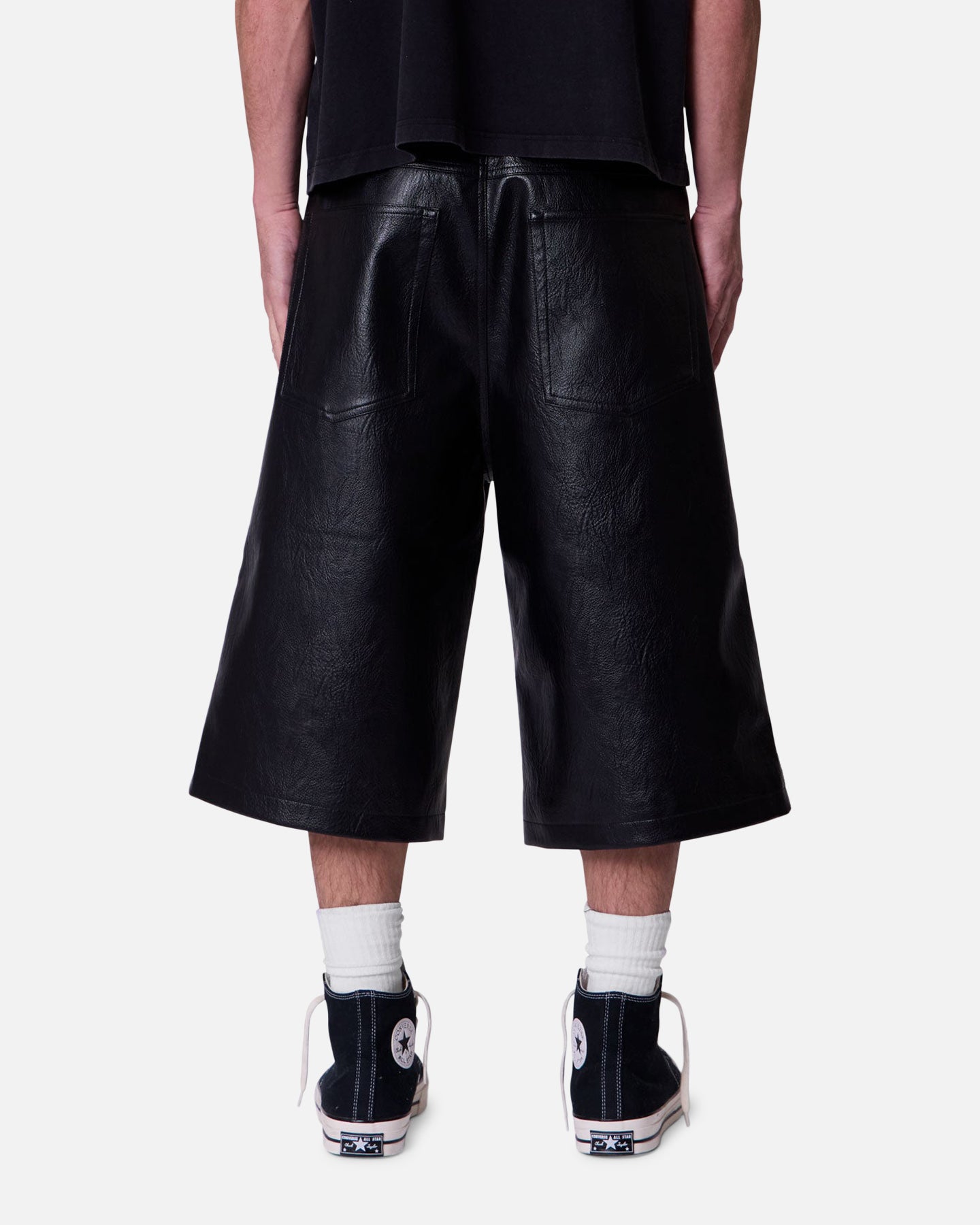MNML Ultra Baggy Leather Shorts Black | Culture Kings US