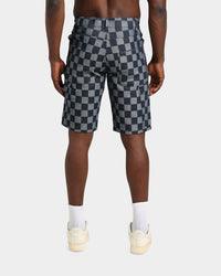 XXIII Checker Board Denim Shorts Blue