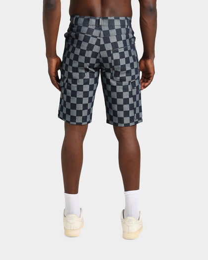 XXIII Checker Board Denim Shorts Blue