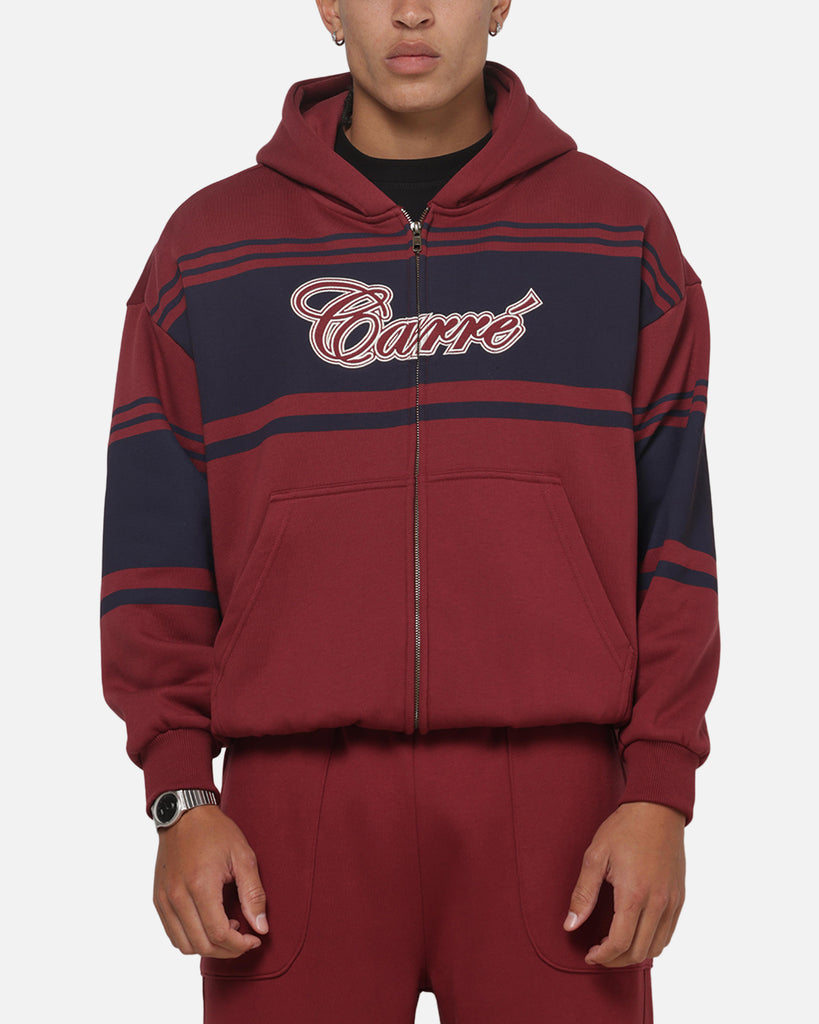 Carre Varsity Stripe Zip Hoodie Burgundy/Navy | Culture Kings US