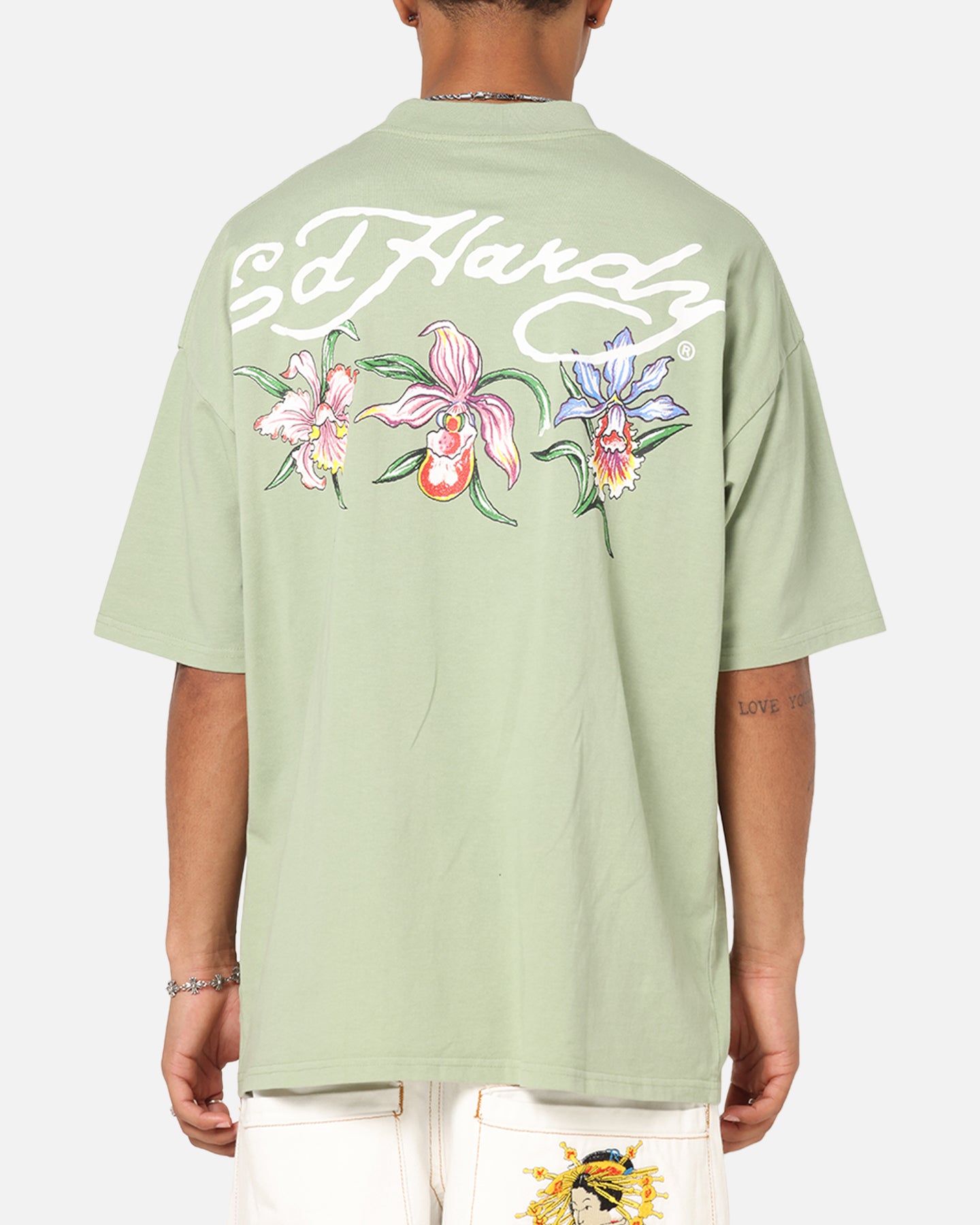Ed Hardy Flowers T-Shirt Sage | Culture Kings US
