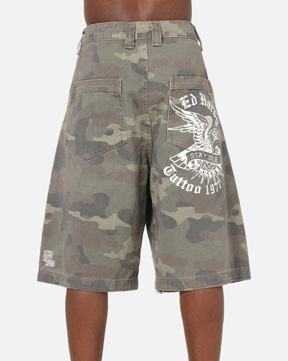 Ed Hardy Distress Camo Carpenter Jorts Camo
