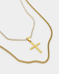 NXS Double Cross Chain Gold