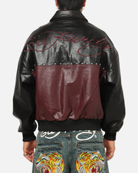 Ed Hardy Voltage Bomber Jacket Black/Burgundy
