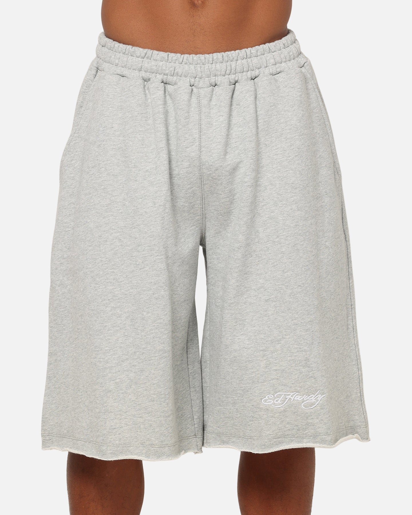 Ed Hardy Baggy Fleece Shorts Grey Marle | Culture Kings US