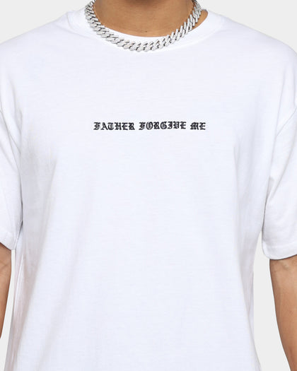 Father Forgive Me Skeleton T-Shirt White