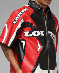 Loiter Racer Vegan Leather Shirt Red/Black