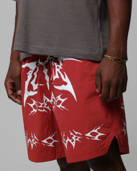 Loiter Stacked Metal Walk Shorts Burgandy