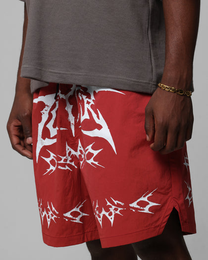 Loiter Stacked Metal Walk Shorts Burgandy