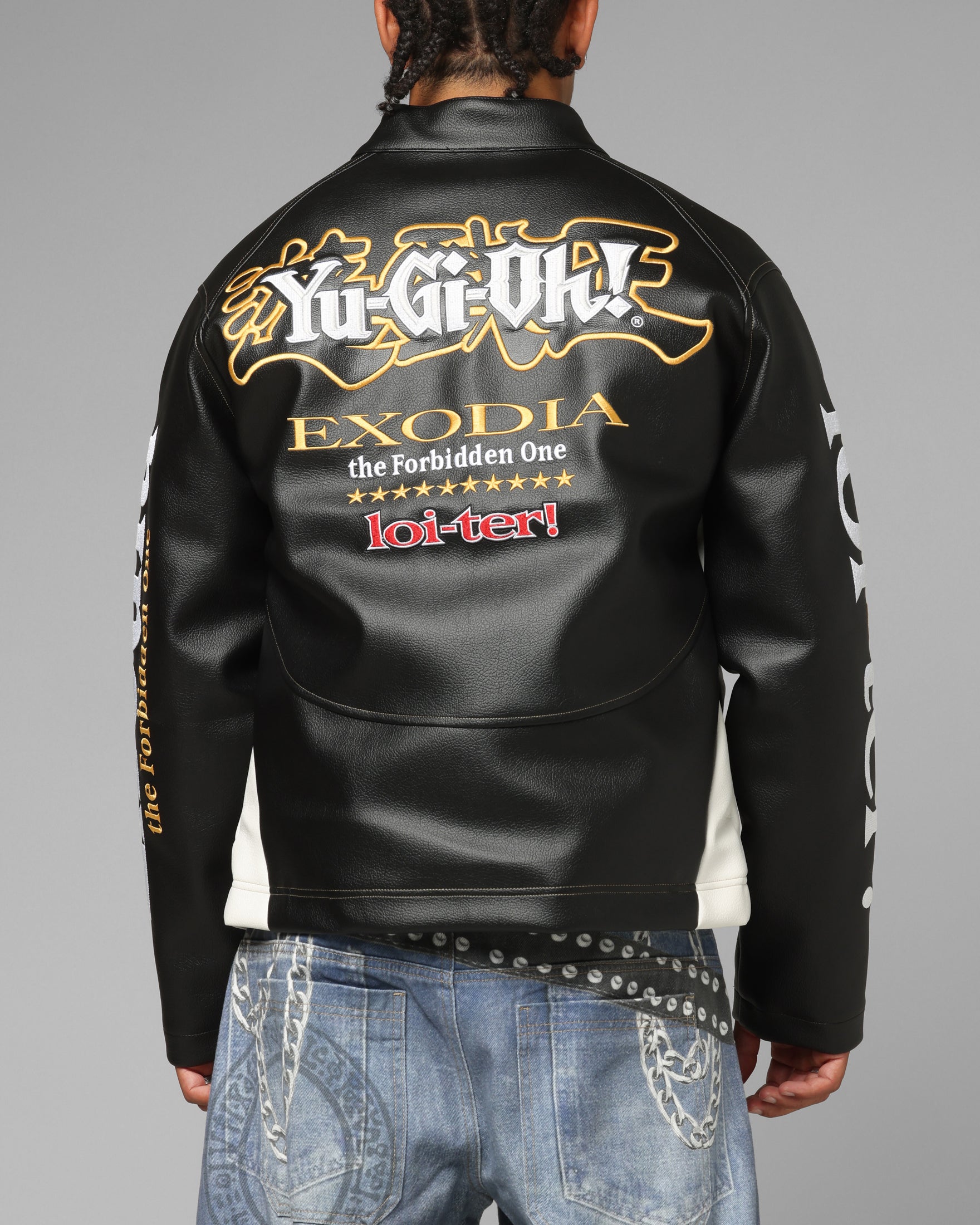 Loiter X Yu-Gi-Oh! Exodia Biker Jacket Black/Off White | Culture