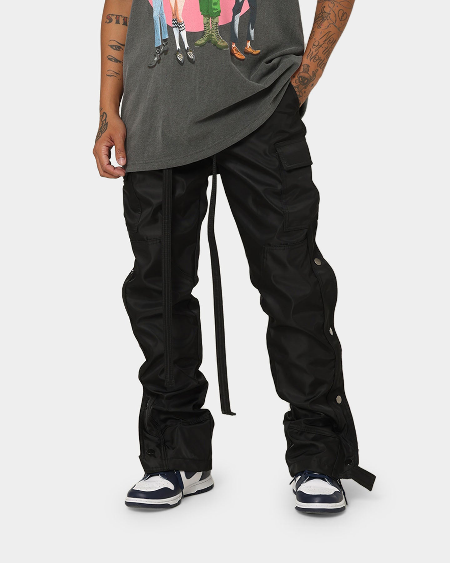 MNML Straight Snap Zipper II Cargo Pants Black | Culture Kings US