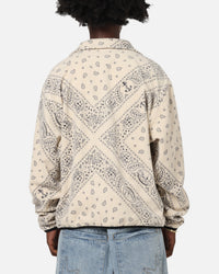 Tommy Jeans Relaxed Zip Paisley Fleece Jacket Newsprint
