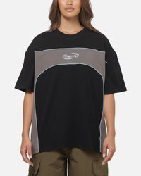 Carre Athletic Panel Crew T-Shirt Washed Black