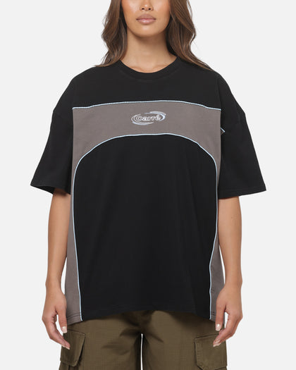 Carre Athletic Panel Crew T-Shirt Washed Black