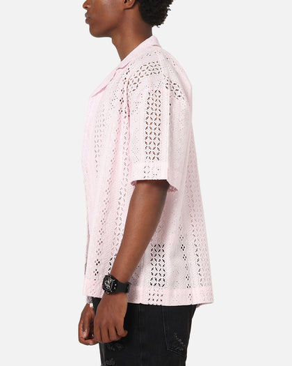 Saint Morta Crochet Button Up Shirt Pink