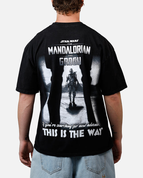 73Studio Star Wars Stand Off Glitter T-Shirt Black Acidwash