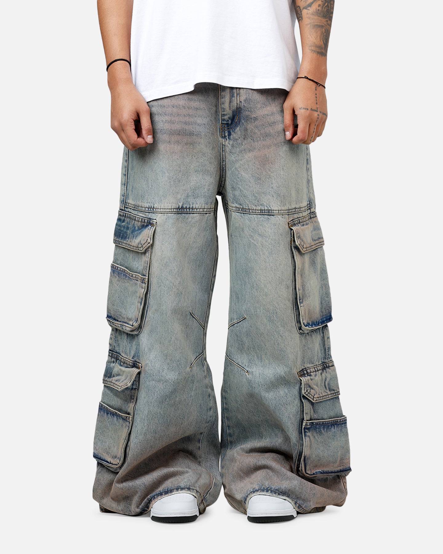 【MM⑥】DENIM CARGO PANTS MNML Dune Double Cargo Denim Pants Blue/Red | Culture Kings US