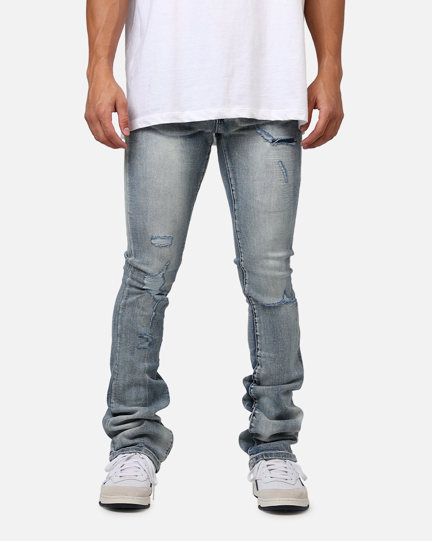 MNML X635 Ripped Flare Denim Jeans Blue | Culture Kings US