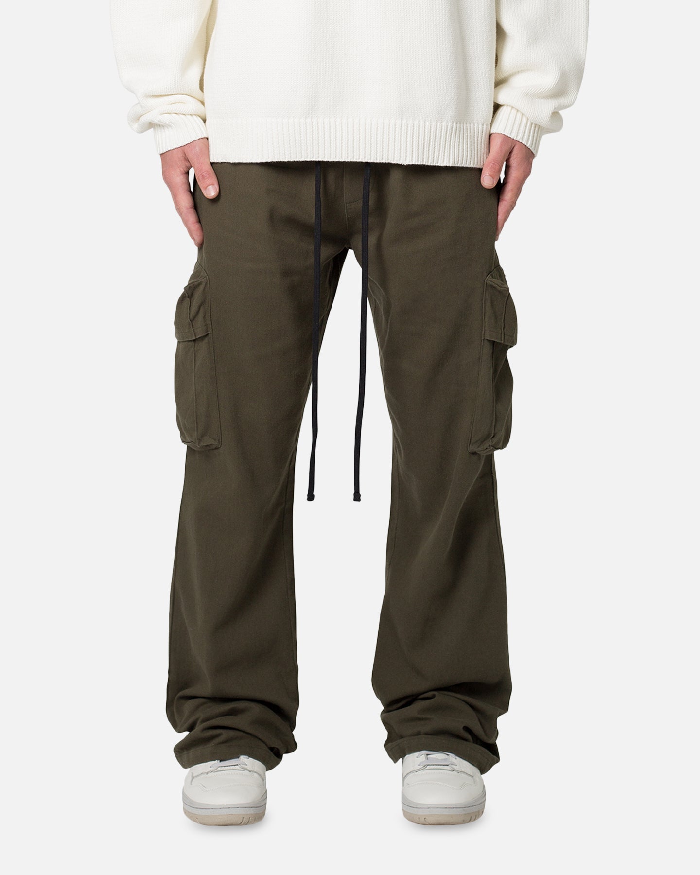 MNML Drawcord Flare Cargo Pants Olive | Culture Kings US