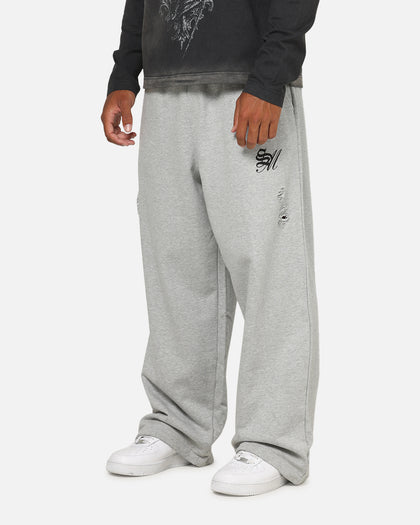 Saint Morta Distressed Baggy Sweatpants Grey Marle