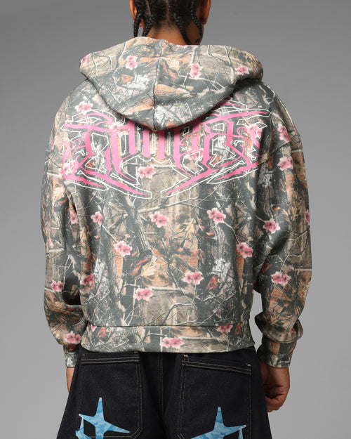 Loiter Waffle Zip Hoodie Pink Tree Camo