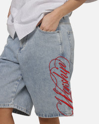 Worship Scripted Big Dawg Jean Shorts Worn Blue