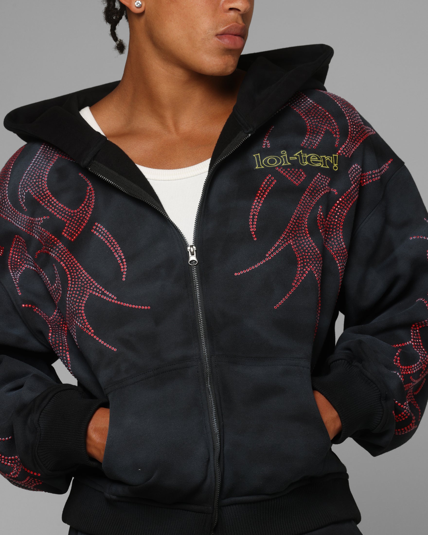 yu-パーカー Loiter X Yu-Gi-Oh! Slifer Sky Dragon Zip Hoodie Black Wash